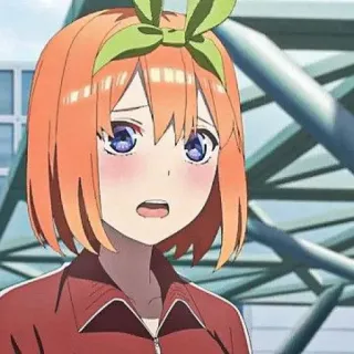 🧩 Yotsuba Nakano The Quintessential Quintuplets Anime, Fille, Cheveux orange, Uniforme scolaire, Personnage, Animé telegram sticker