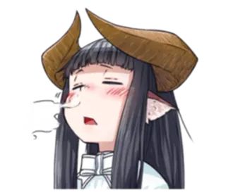 🤤 Anime, Ragazza demone, Corna, Esaurito/a, Cartone animato telegram sticker