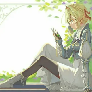 😕 Violet Evergarden anime, girl, dress, blonde, violet evergarden telegram sticker