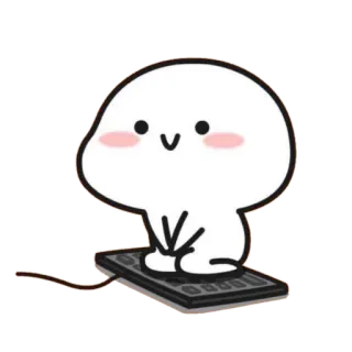 🪃 dễ thương, hoạt hình, blob, bàn phím, máy tính, hài hước telegram sticker