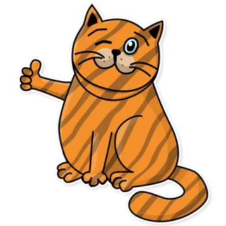 👌 cat, animal, thumbs up, cute, cartoon, pet, orange, mammal telegram sticker