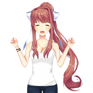 😖 Monika Doki Doki Literature Club! anime, cartoon, doki doki literature club, monika, visual novel, sticker telegram sticker