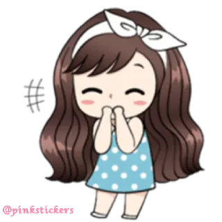 ☺️ @pinkstickers_ cartoon, girl, sticker, cute telegram sticker