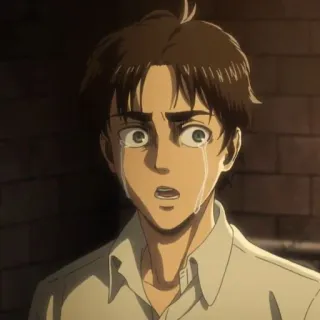 🌟 Eren Yeager Attack on Titan Anime, Chorando, Triste, Personagem, Menino telegram sticker