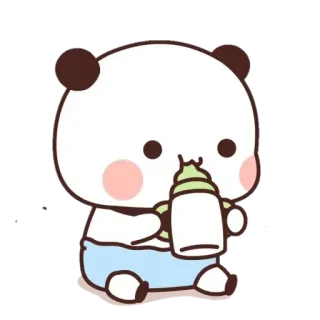 🐼 Панда, Милый, Малыш, Молоко, Бутылка, Мультфильм, Животное telegram sticker