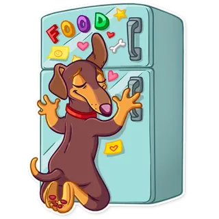 🍴 FOOD สุนัข, อาหาร, ตู้เย็น, การ์ตูน, หิว, น่ารัก telegram sticker