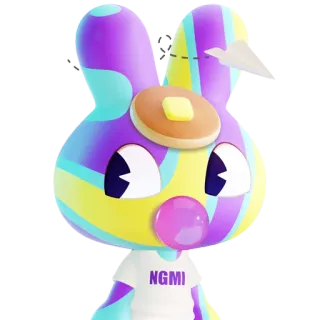 🤨 NGMI conejo, panqueque, chicle, colorido, dibujos animados, personaje telegram sticker
