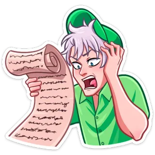 ⏺ hombre, impactado, papel, rollo, leyendo, dibujos animados telegram sticker