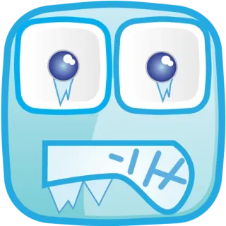 🤒 cartoon, character, expression, face, square, blue, ice telegram sticker
