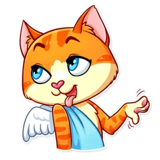 🙄 고양이, 만화, 동물, 주황색, 혀, 웃긴 whatsapp sticker