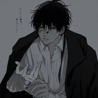 🖤 終わりが来るまで 酔わせておくれ anime, man, illustration, drawing, black and white whatsapp sticker