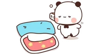 🍩 panda, cute, cartoon, sleepy, bed, pillow telegram sticker