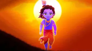😏 Krishna Hinduism, god, cartoon, spiritual telegram sticker