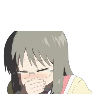 😢 anime, chorando, triste, óculos, menina telegram sticker