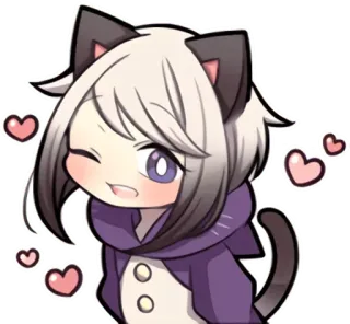 😜 Catgirl, Anime, Kawaii, Coeur, Mignon, Manga, Sticker whatsapp sticker