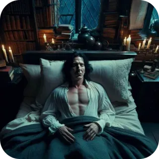 🕴 Severus Snape Harry Potter man, bed, candlelight, alan rickman, severus, snape telegram sticker