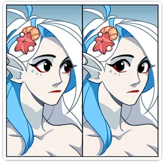 😐 mermaid, anime, cartoon, illustration, sticker, shell, starfish whatsapp sticker
