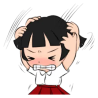 😖 Cartoon, Stress, Frustration, Maux de tête, Anime, Fille whatsapp sticker