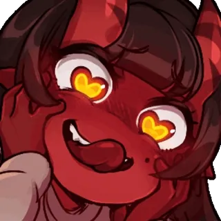 👅 Cartone animato, Demone, Carino, Anime, Rosso, Ragazza whatsapp sticker