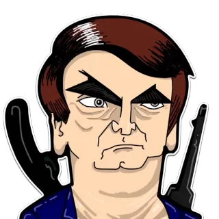 😒 Jair Bolsonaro 보우소나루, 총, 정치인, 캐리커처 telegram sticker