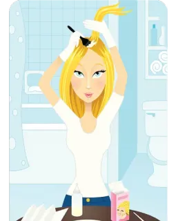💆‍♀ coloration cheveux, beauté, couleur cheveux, dessin animé, femme, salle de bain telegram sticker