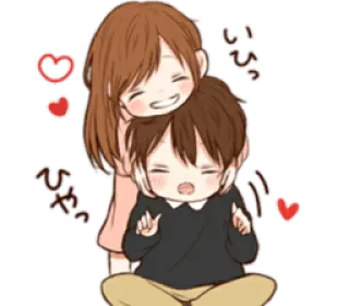 😁 いい Kreskówka, Para, Przytulanie, Miłość, Słodkie, Anime telegram sticker