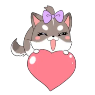 ❤️ cane, cuore, amore, animale, cartone animato, carino, kawaii telegram sticker