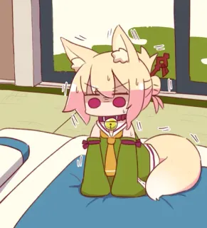 😨 Anime, Kawaii, Chica zorro, Chibi, Sudando telegram sticker