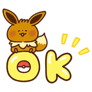 ⭕️ Eevee Pokemon OK Eevee, Pokemon, OK, sticker, cartoon, animal telegram sticker