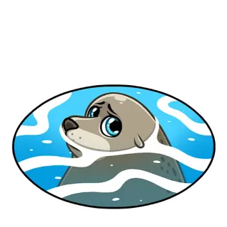 😢 foca, animale, cartone animato, carino, mammifero, acqua telegram sticker