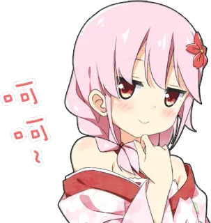 😏 呵 呵 อนิเมะ, ผู้หญิง, ผมสีชมพู, น่ารัก telegram sticker