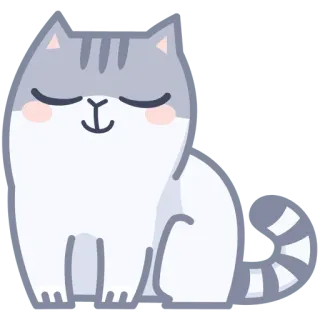 😌 gato, fofo, sonolento, animal, cinza, branco telegram sticker