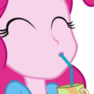 😋 Pinkie Pie My Little Pony мультфильм, Пинки Пай, MLP, My Little Pony, пьёт, анимация whatsapp sticker
