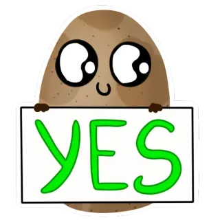 👍 YES 土豆, 是的, 批准, 可爱, 卡通 telegram sticker