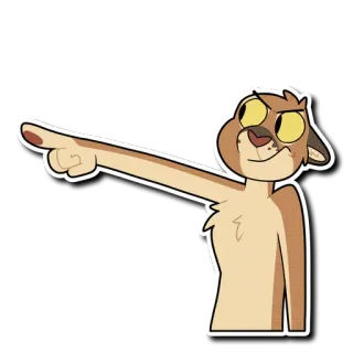 👈 kot, zwierzę, kreskówka, wskazywanie telegram sticker