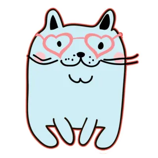 😄 кот, наклейка, очки сердечки, милый, животное, мультик, каваи telegram sticker