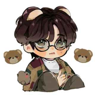 🍄 Dibujos animados, Oso de peluche, Gafas, Kawaii, Lindo, Anime whatsapp sticker