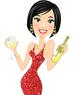 🥂 femme, vin, boisson, fête, célébration, dessin animé, glamour telegram sticker