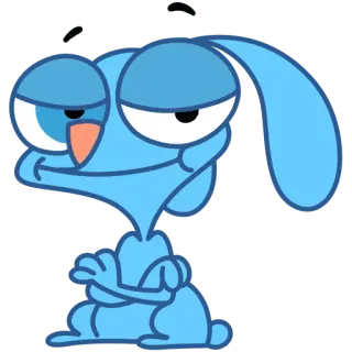 😏 Dibujos animados, Azul, Conejo, Personaje, Divertido, Animal telegram sticker