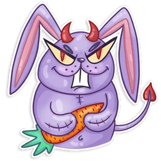 😡 дьявол, кролик, мультфильм, животное, морковь, зло whatsapp sticker