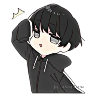 😊 anime, chibi, cute, boy, hoodie whatsapp sticker