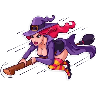 ✈ strega, scopa, halloween, magia, volante whatsapp sticker