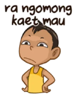 😐 ra ngomong kaet mau menino, desenho animado, expressão, javanês telegram sticker