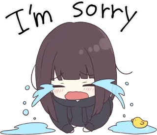 💖 I'm sorry Аниме, Девушка, Прости, Милый/ая, Слезы, Плач, Извинения, Мультфильм telegram sticker