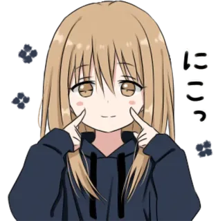 😊 にこっ 动漫, 女孩, 可爱, 快乐, 微笑, 卡通 whatsapp sticker