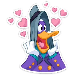 😍 Darkwing Duck cartoon, duck, hearts, love, animated, disney telegram sticker