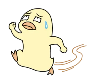 😨 vịt con, hoạt hình, chạy, sợ hãi, lo lắng, đổ mồ hôi telegram sticker