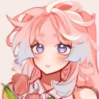 😳 Anime, Personaggio, Fiore, Carino, Capelli rosa, Arte telegram sticker