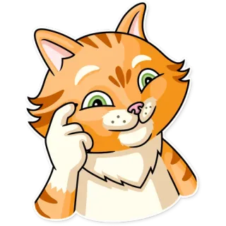 😉 แมว, คิด, สีส้ม, สัตว์, สัตว์เลี้ยง, น่ารัก, สติกเกอร์ whatsapp sticker