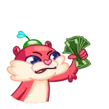 💰 dinheiro, desenho animado, animal, esquilo, festa, celebração, dinheiro vivo whatsapp sticker